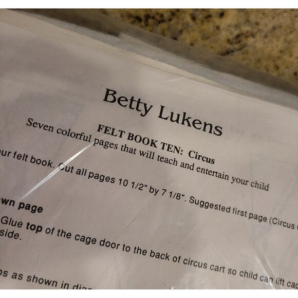 New! Betty Lukens' Felt Quiet Book Ten ~ KIT ~ Circus In Town ~ - Picture 3 of 4